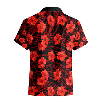 Polynesian Hawaii Style With Hibiscus Hawaiian Shirt Red