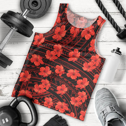 Polynesian Pride Hawaii Style With Hibiscus Men Tank Top Red