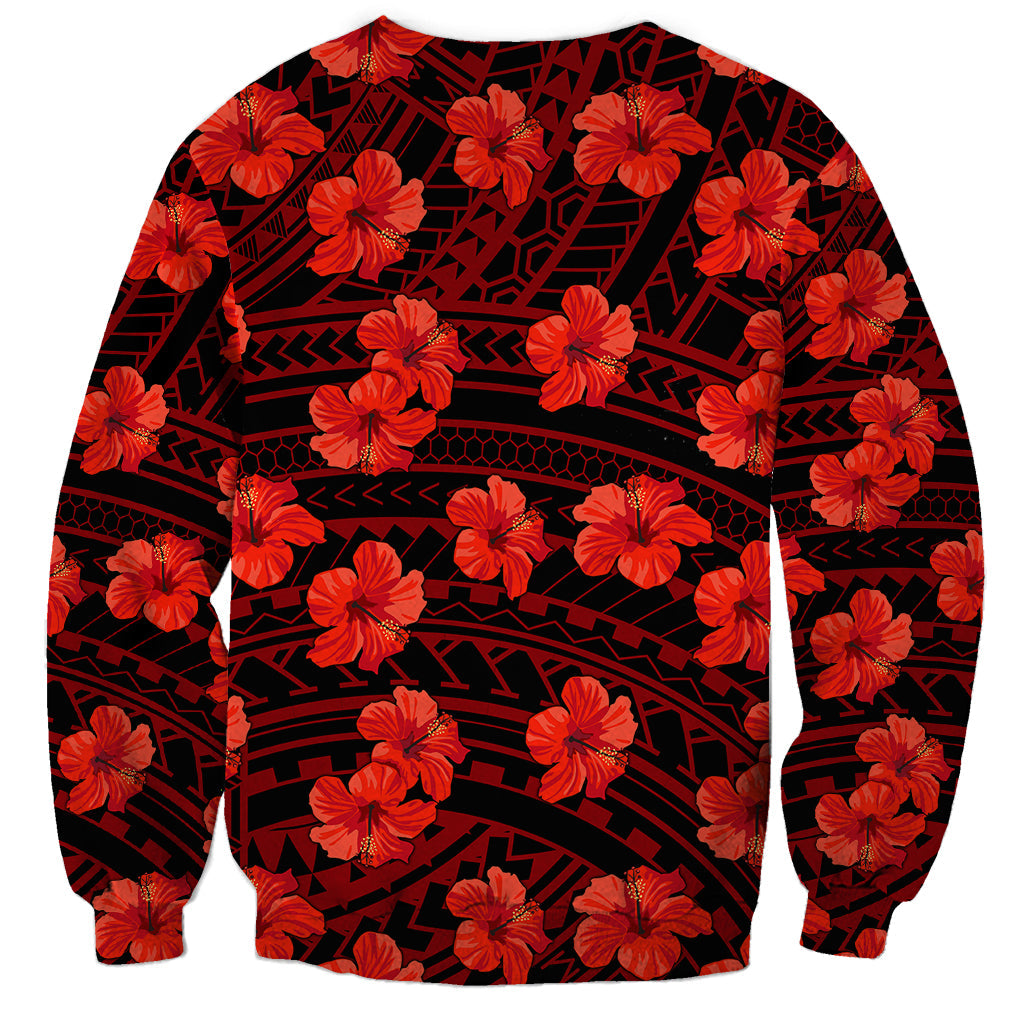 Polynesian Hawaii Style With Hibiscus Sweatshirt Red