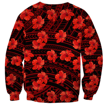 Polynesian Hawaii Style With Hibiscus Sweatshirt Red