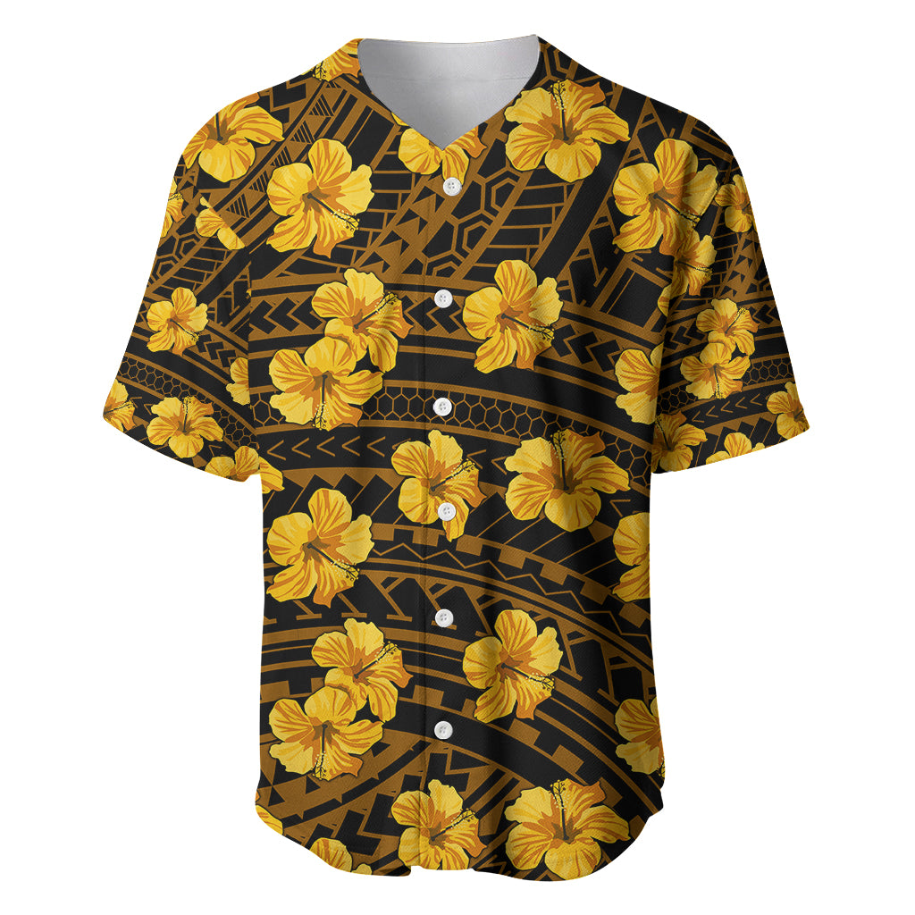 Polynesian Hawaii Style With Hibiscus Baseball Jersey Yellow