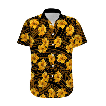 Polynesian Hawaii Style With Hibiscus Hawaiian Shirt Yellow