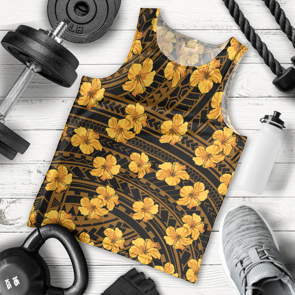 Polynesian Pride Hawaii Style With Hibiscus Men Tank Top Yellow