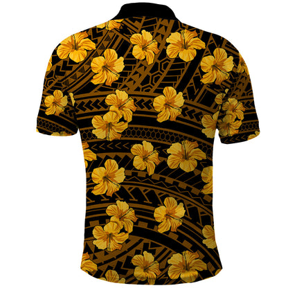 Polynesian Hawaii Style With Hibiscus Polo Shirt Yellow