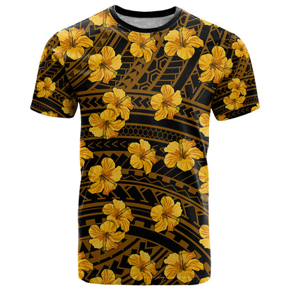 Polynesian Hawaii Style With Hibiscus T Shirt Yellow