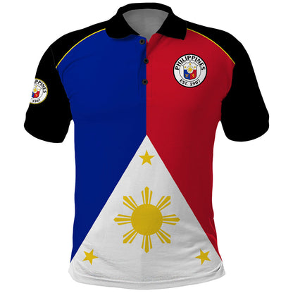 Philippines Concept Home Football Polo Shirt Pilipinas Flag Black Style 2023