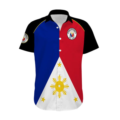Custom Text And Number Philippines Concept Home Football Hawaiian Shirt Pilipinas Flag Black Style 2023