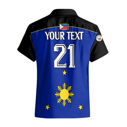 Custom Text And Number Philippines Concept Home Football Hawaiian Shirt Pilipinas Flag Black Style 2023