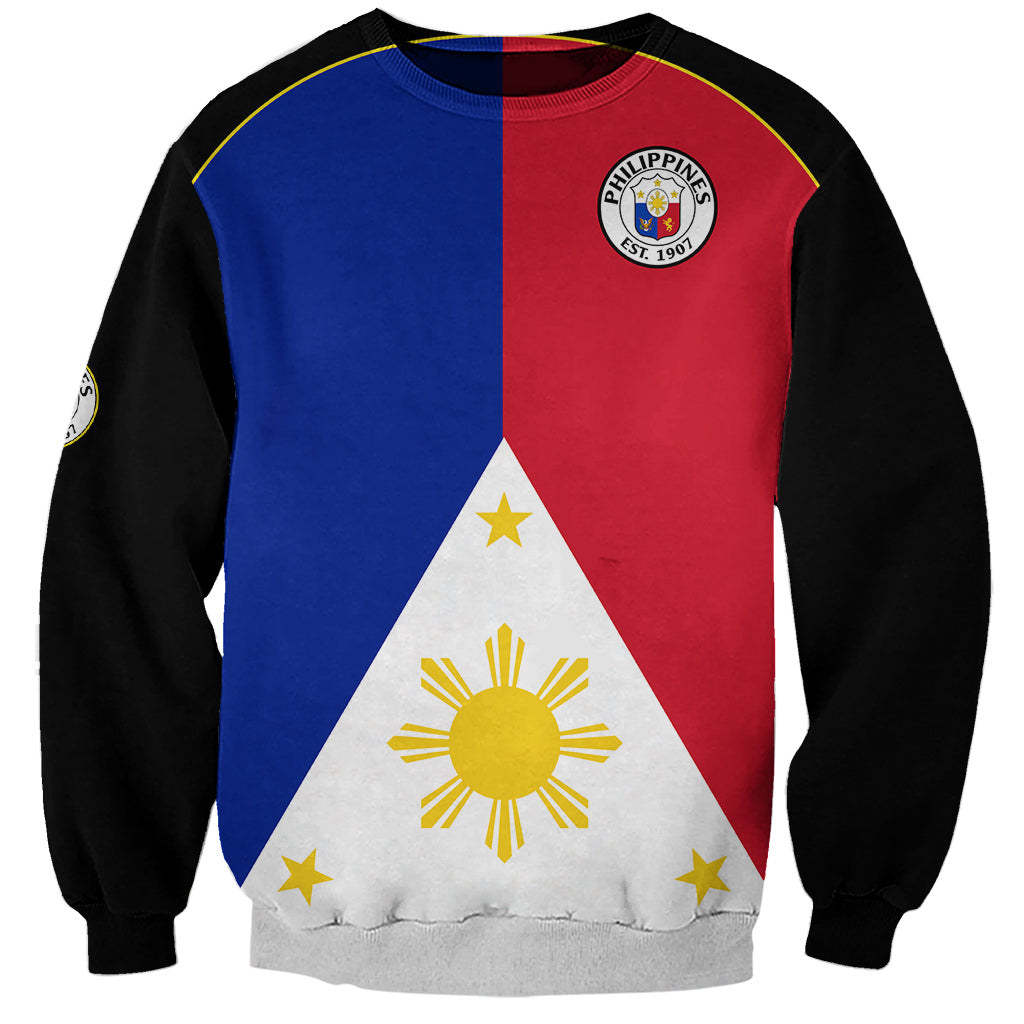 Custom Text And Number Philippines Concept Home Football Sweatshirt Pilipinas Flag Black Style 2023