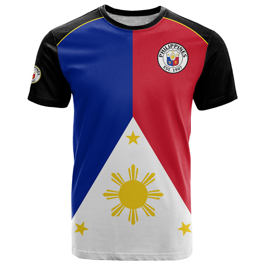 Custom Text And Number Philippines Concept Home Football T Shirt Pilipinas Flag Black Style 2023