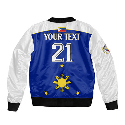 (Custom Text And Number) Philippines Concept Home Football Bomber Jacket Pilipinas Flag White Style 2023
