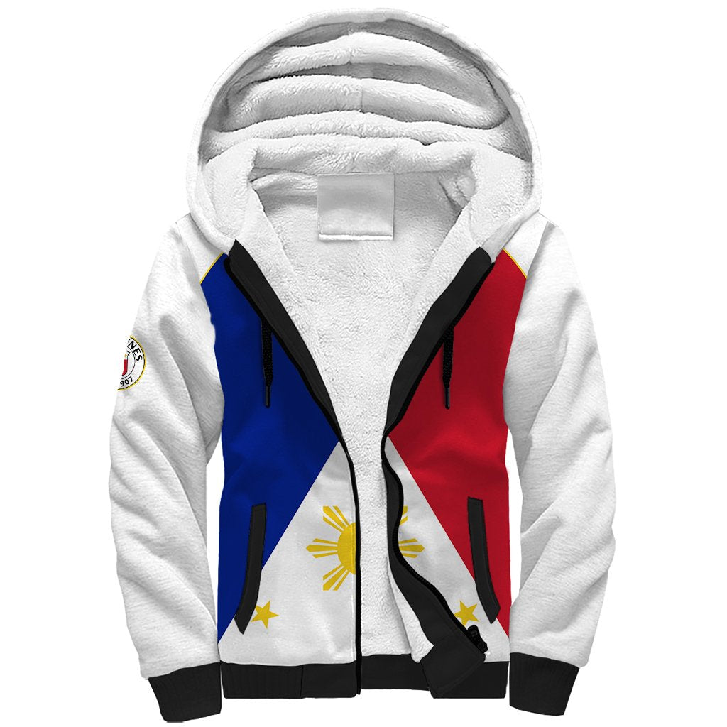 (Custom Text And Number) Philippines Concept Home Football Sherpa Hoodie Pilipinas Flag White Style 2023