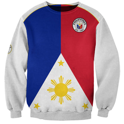 Custom Text And Number Philippines Concept Home Football Sweatshirt Pilipinas Flag White Style 2023