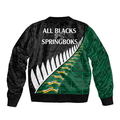 South Africa and Aotearoa Rugby Bomber Jacket Springboks Black Fern Maori Vibe