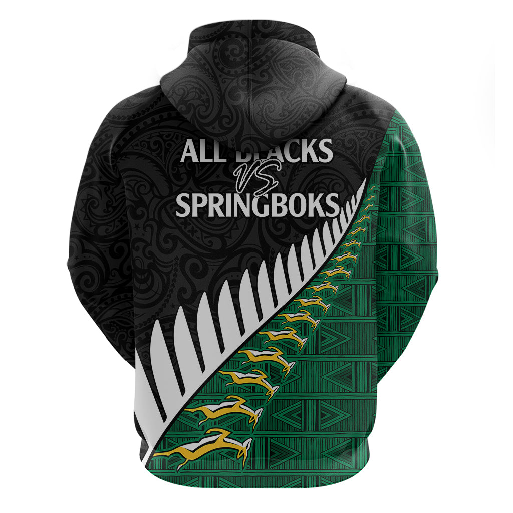 South Africa and Aotearoa Rugby Hoodie Springboks Black Fern Maori Vibe