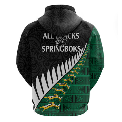 South Africa and Aotearoa Rugby Hoodie Springboks Black Fern Maori Vibe