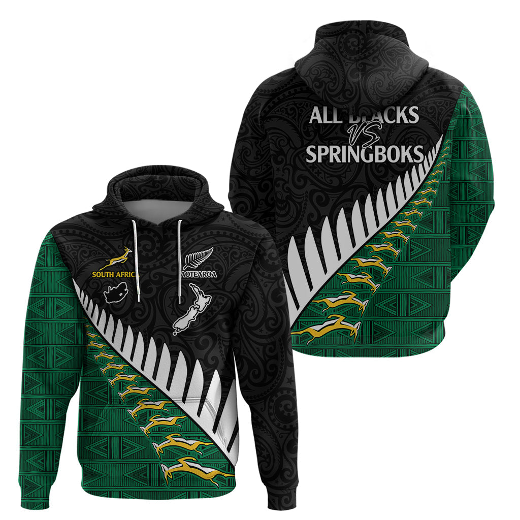 South Africa and Aotearoa Rugby Hoodie Springboks Black Fern Maori Vibe