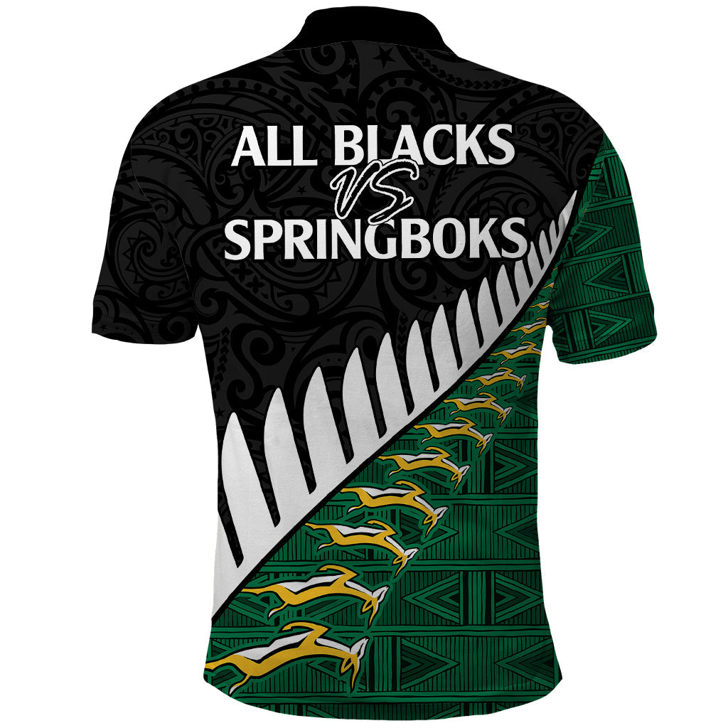 South Africa and Aotearoa Rugby Polo Shirt Springboks Black Fern Maori Vibe