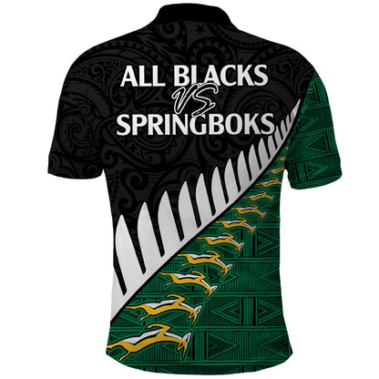 South Africa and Aotearoa Rugby Polo Shirt Springboks Black Fern Maori Vibe