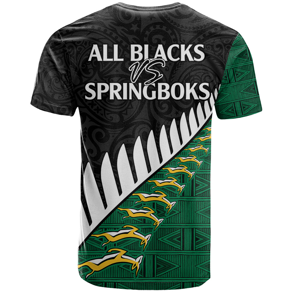 South Africa and Aotearoa Rugby T Shirt Springboks Black Fern Maori Vibe