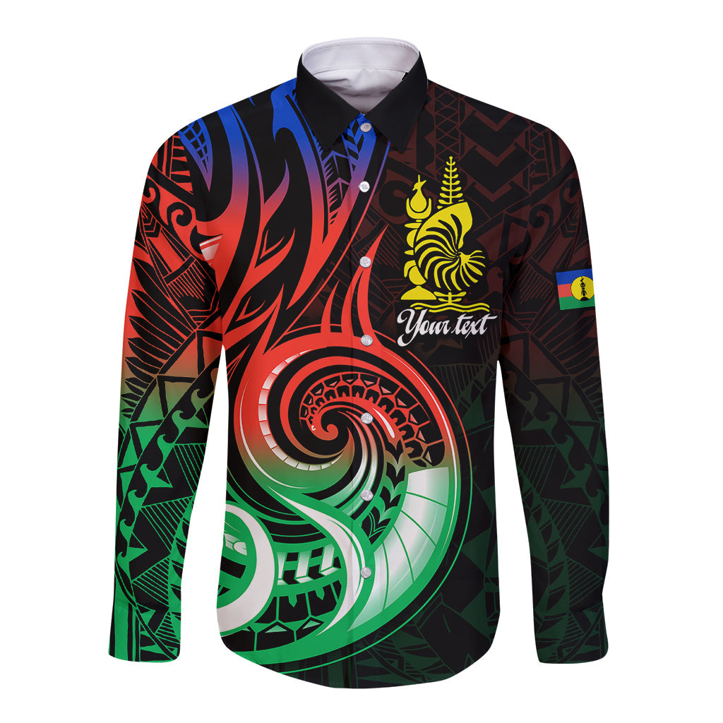 (Custom Personalised) New Caledonia Long Sleeve Button Shirt Emblem Nautilus Shell
