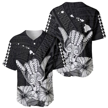 Hawaii Shaka Sign Baseball Jersey Black Version
