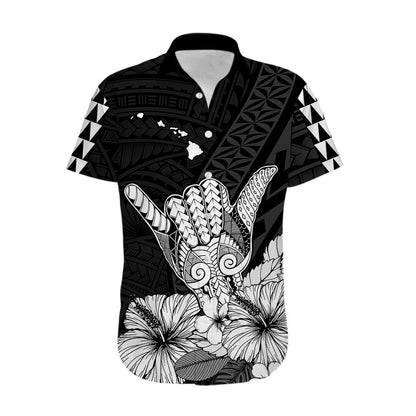 Hawaii Shaka Sign Hawaiian Shirt Black Version