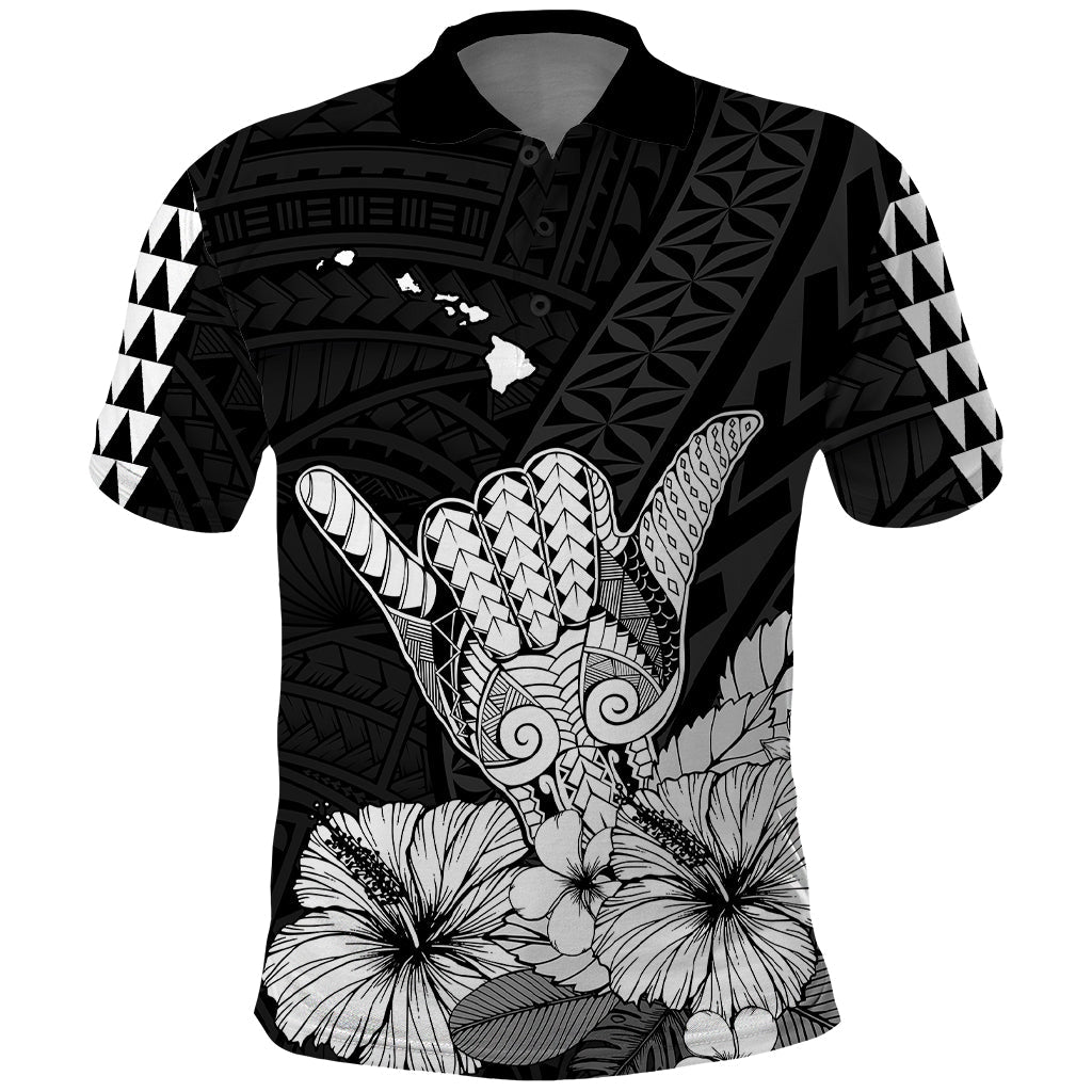 Hawaii Shaka Sign Polo Shirt Black Version