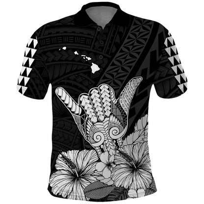 Hawaii Shaka Sign Polo Shirt Black Version