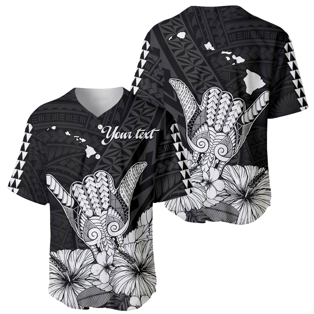 (Custom Personalised) Hawaii Shaka Sign Baseball Jersey Black Version
