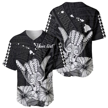 (Custom Personalised) Hawaii Shaka Sign Baseball Jersey Black Version