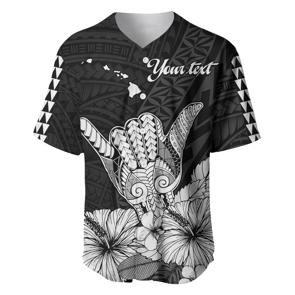 (Custom Personalised) Hawaii Shaka Sign Baseball Jersey Black Version