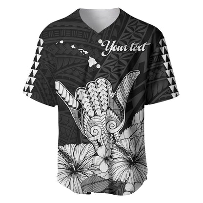 (Custom Personalised) Hawaii Shaka Sign Baseball Jersey Black Version