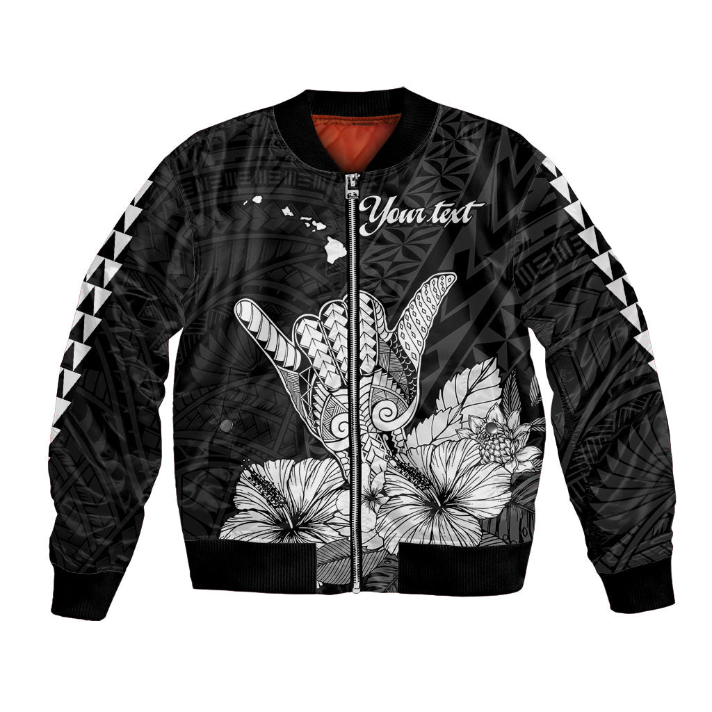 (Custom Personalised) Hawaii Shaka Sign Bomber Jacket Black Version