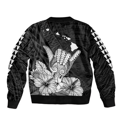 (Custom Personalised) Hawaii Shaka Sign Bomber Jacket Black Version