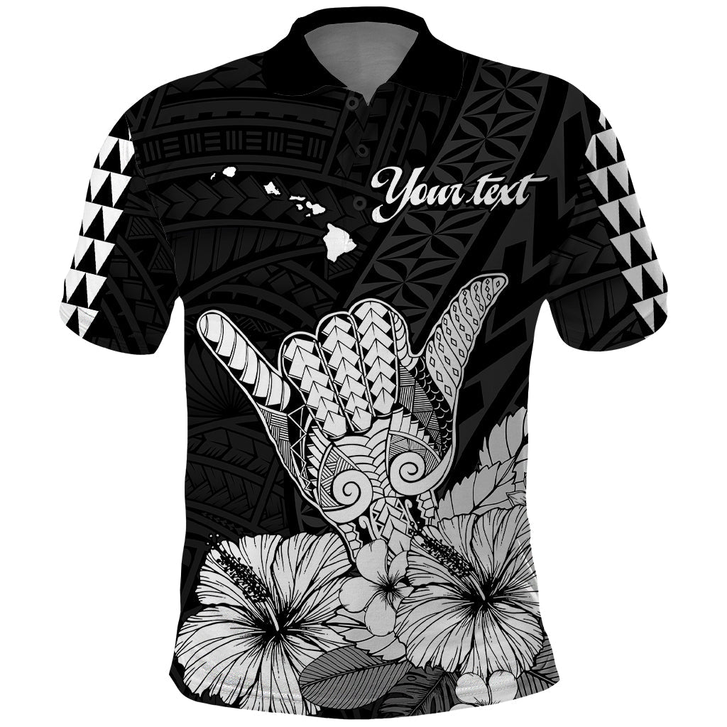 Custom Personalised Hawaii Shaka Sign Polo Shirt Black Version
