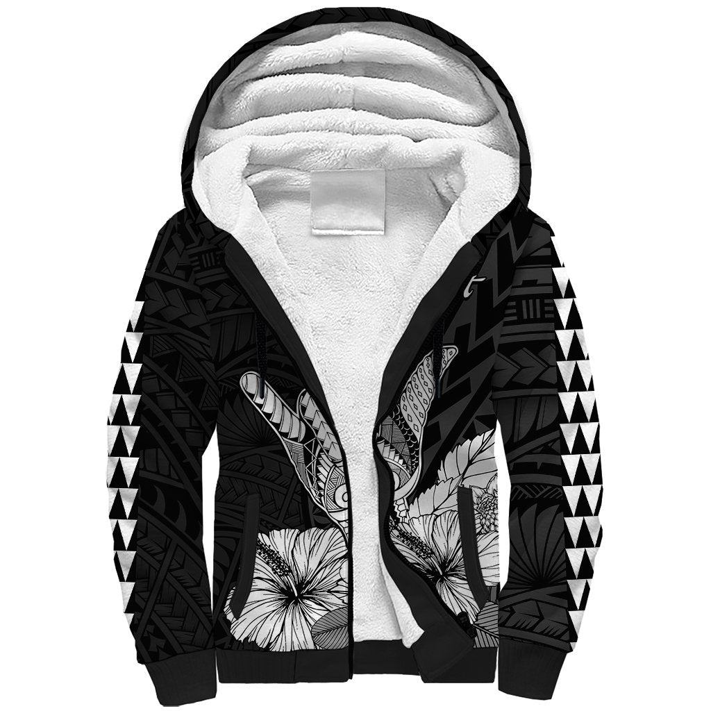 (Custom Personalised) Hawaii Shaka Sign Sherpa Hoodie Black Version