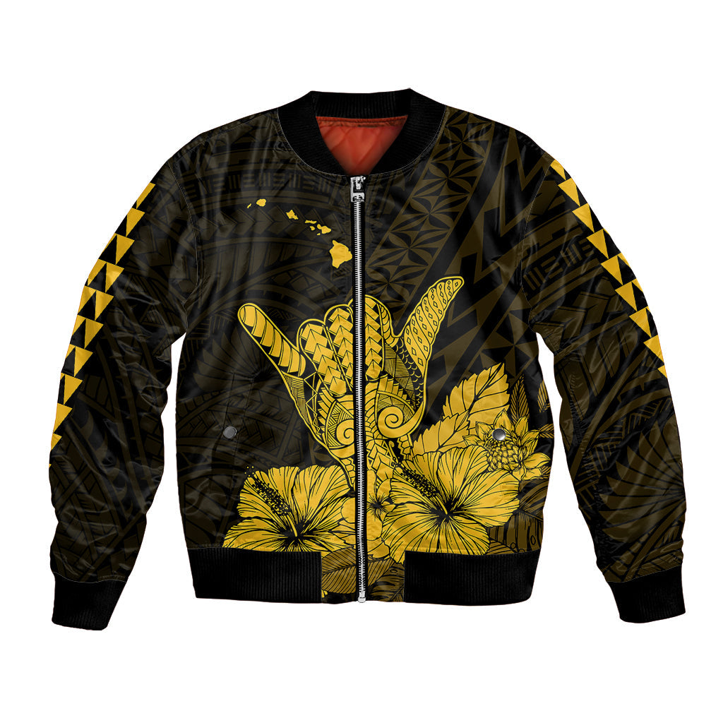 Hawaii Shaka Sign Bomber Jacket Gold Version