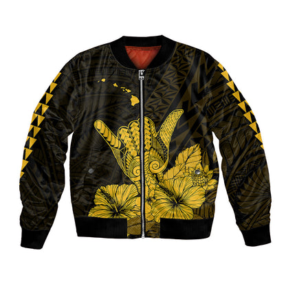 Hawaii Shaka Sign Bomber Jacket Gold Version