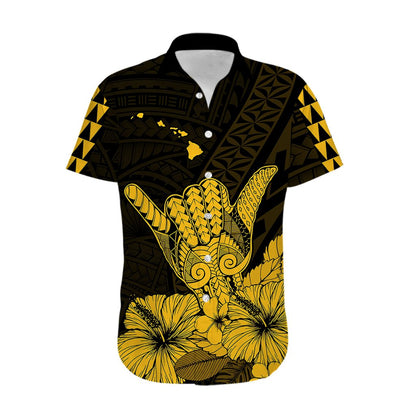 Hawaii Shaka Sign Hawaiian Shirt Gold Version