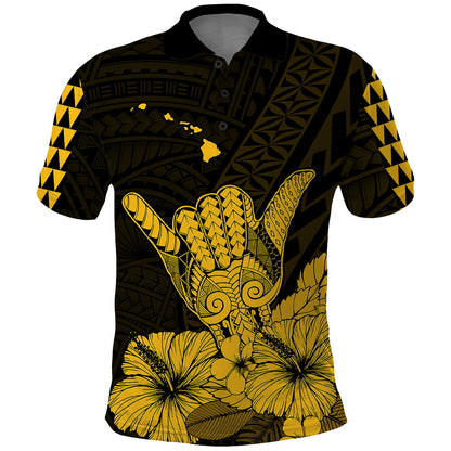 Hawaii Shaka Sign Polo Shirt Gold Version