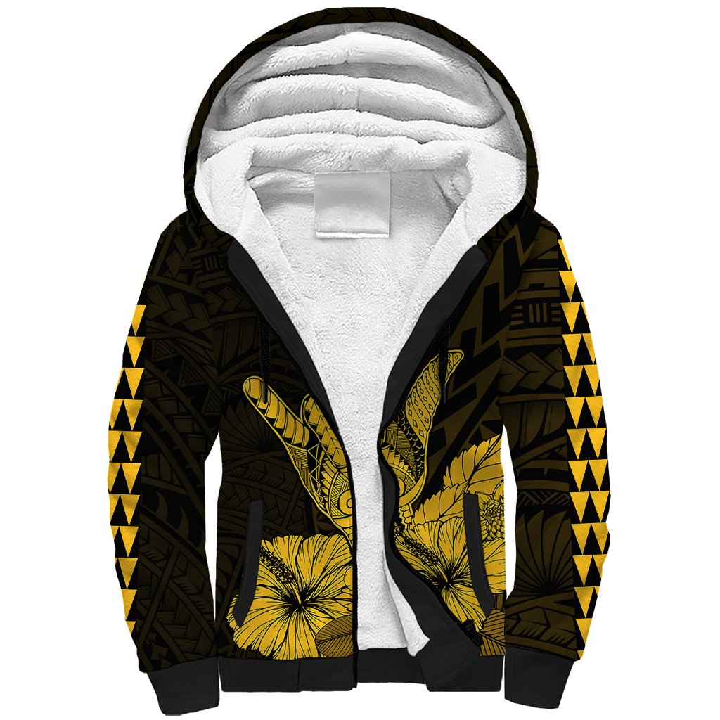 Hawaii Shaka Sign Sherpa Hoodie Gold Version