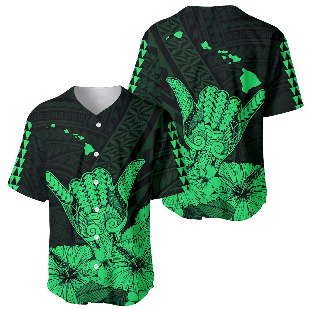 Hawaii Shaka Sign Baseball Jersey Green Version