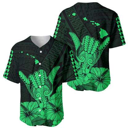 Hawaii Shaka Sign Baseball Jersey Green Version