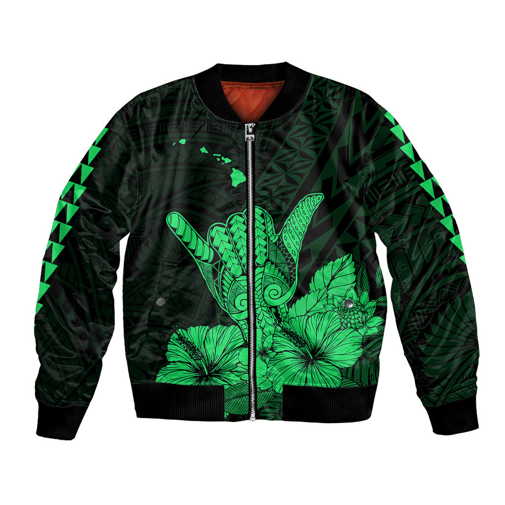 Hawaii Shaka Sign Bomber Jacket Green Version