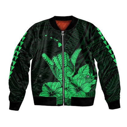 Hawaii Shaka Sign Bomber Jacket Green Version
