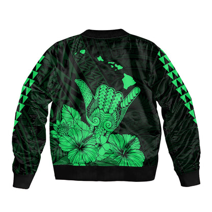 Hawaii Shaka Sign Bomber Jacket Green Version