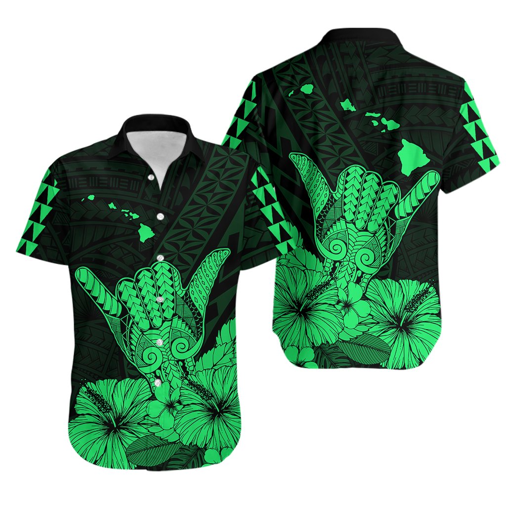 Hawaii Shaka Sign Hawaiian Shirt Green Version