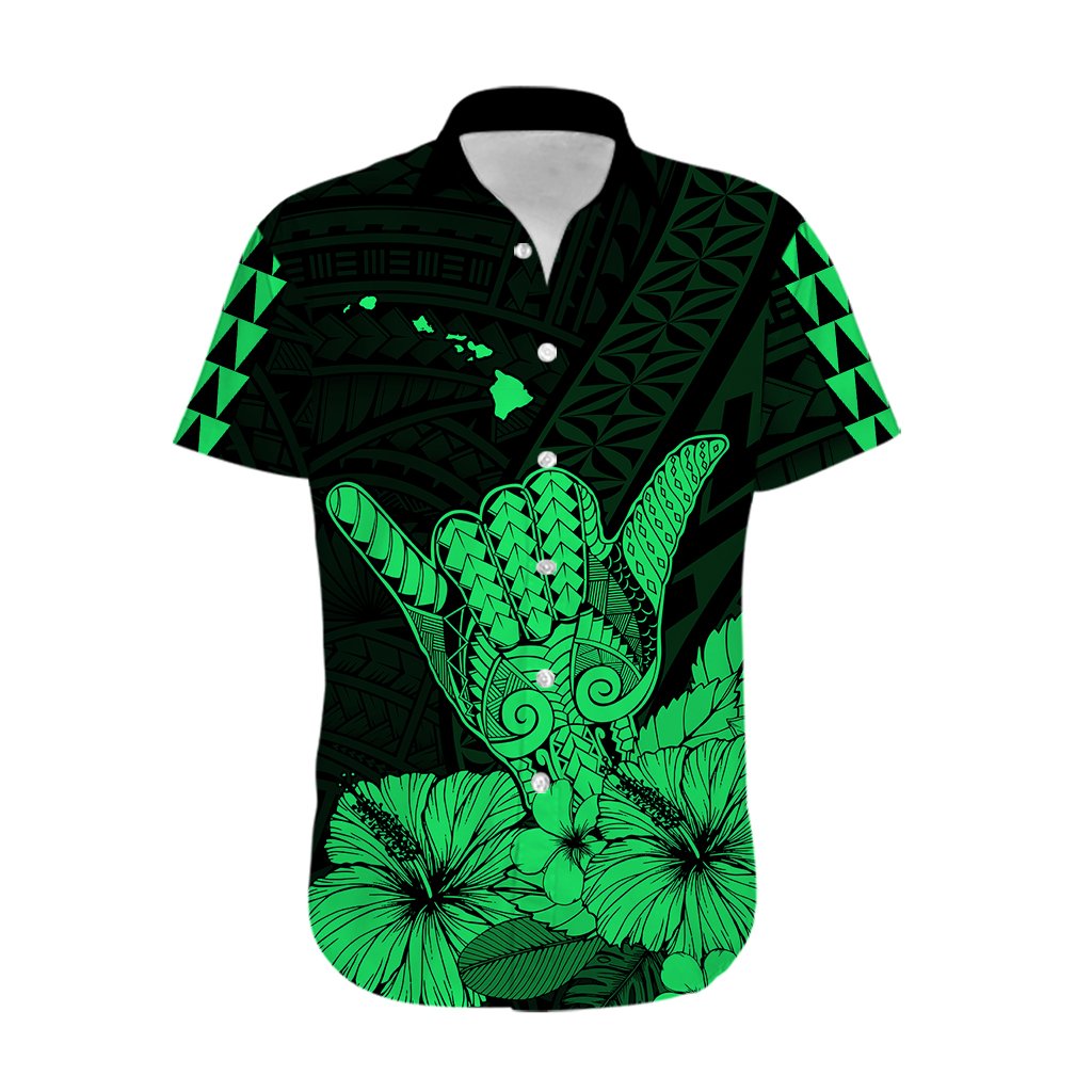 Hawaii Shaka Sign Hawaiian Shirt Green Version