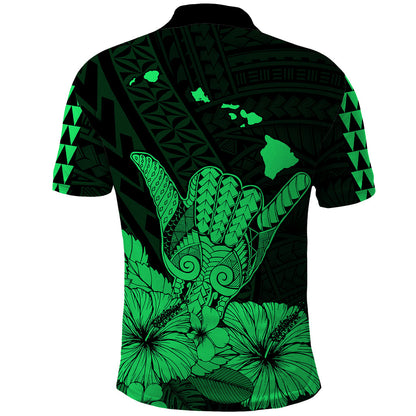 Hawaii Shaka Sign Polo Shirt Green Version